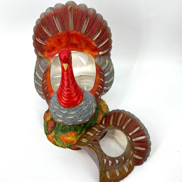 PartyLite P7592 Gobbler Tealight Holder Turkey Centerpiece 11" Tall in Box - Picture 9 of 10